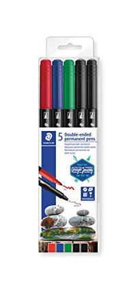 Buy Staedtler Double-Ended Permanent Pens, Ideal for marking and drawing on almost anything, 5 Assorted Colors, 3187 TB5 in India India