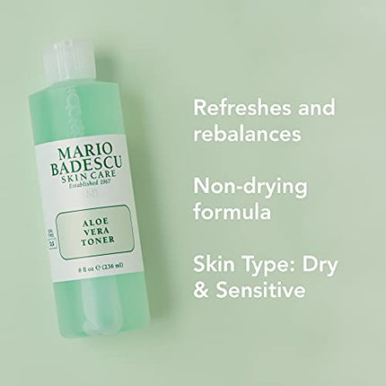 Mario Badescu Aloe Vera Toner for Dry and Sensitive Skin | Soothing Facial Toner that Hydrates and Balances| Formulated with Aloe Vera| 8 FL OZ (Pack of 1)