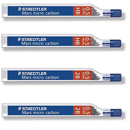 Staedtler Mars Micro Carbon pencils 0.5mm lead refill 2B & HB, Total 48 leads