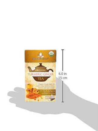 Buy Nature's Guru Organic Whole Leaf Black Tea Turmeric Ginger 25 Count Individual Tea Bags in India