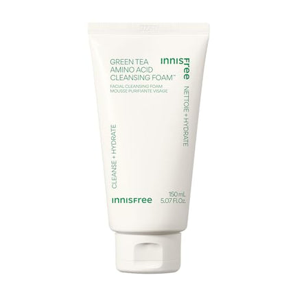 innisfree Green Tea Amino Acid Cleansing Foam, Sulfate Free, Korean Hydrating Face Cleanser with Gentle Foam for Removing Dirt and Impurities
