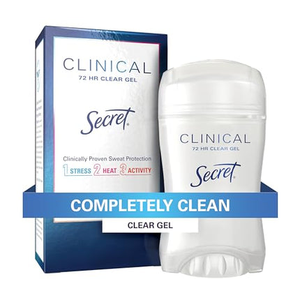 Secret Clinical Strength Clear Gel Women's Antiperspirant & Deodorant Completely Clean Scent 1.6 Oz, 1.600 Fluid Ounce