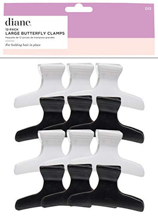 Diane Large Butterfly Clamps Pack of 12 Hair Clips for Women and Girls 3.25 inch Black and White D13