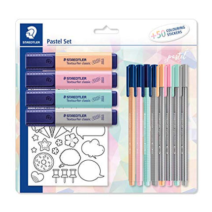 Buy STAEDTLER Pastel Set 61 SBK1 PA - with 13 Pieces - Highlighter - Fineliner Pen - Triplus, Multicolor in India India