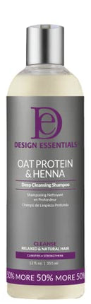 Design Essentials Oat Protein & Henna Deep Cleansing Shampoo, to Clarify, Strengthen, and Add Volume for All Hair Types, 12 Fl Oz.
