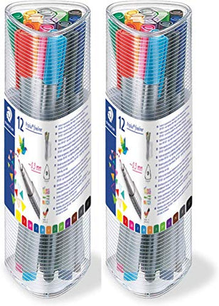 Staedtler Triplus Fineliner 0.3mm Pens 12 Color Set, 2 Pack