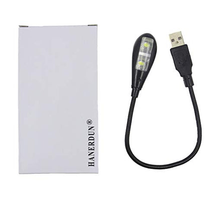 Hanerdun® Bright LED USB Lamp Light Reading Lamp for Laptop Flexible Neck Black