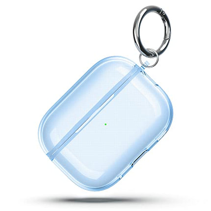 ULAK Compatible Airpods Pro 2nd Generation Case Clear, Design Soft TPU Airpods Pro 1st/2nd Generation Case Cover 2022/2019 with Ring Keychain Shockproof Protecitve Cover for AirPods Pro, Light Blue