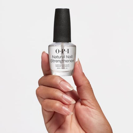 OPI Natural Nail Strengthener, Vegan Formula, Infused with Vitamin A & E, Helps Prevent Discoloration, Strengthens Nails, Clear, 0.5 fl oz