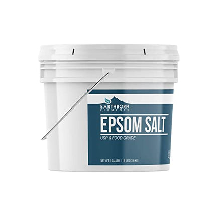 Epsom Salt (1 Gallon) by Earthborn Elements, Resealable Bucket, Magnesium Sulfate Soaking Solution, All-Natural