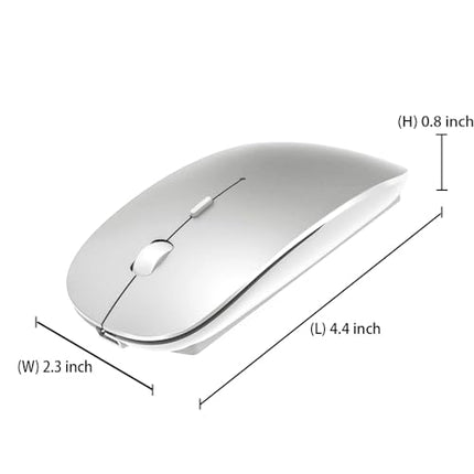 KLO Rechargeable Bluetooth Mouse for MacBook/MacBook air/Pro/iPad, Wireless Mouse for MacBook/Laptop/Notebook/iPad/Chromebook/pc(Silver)