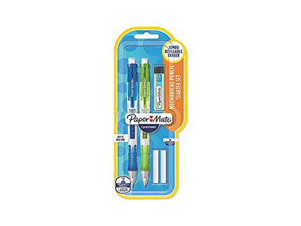 Paper Mate 1759214 Clear Point Mechanical Pencil Starter Set, 0.9 mm, Lime Green, Royal Blue, 2/Set