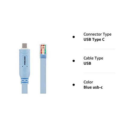 USB-C Cisco Console Cable,OIKWAN 6ft USB Type C to RJ45 Serial Adapter Essential Accessory of Cisco, NETGEAR, Ubiquity, LINKSYS, TP-Link Routers/Switches for Laptops