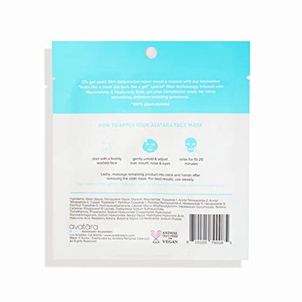 Avatara - Re-Dew Niacinamide Water-Gel Mask, Hydrating Mask, Sheet Masks with Niacinamide and Hyaluronic Acid, Facial Mask Made with Natural Fibers, Paraben-Free Face Masks Skincare, 0.71 fl.oz