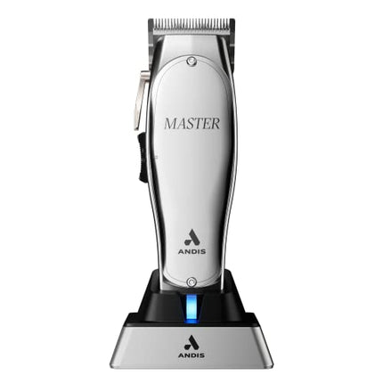 Andis 12660 Professional Master Corded/Cordless Hair Trimmer, Adjustable Carbon Steel Blade Hair Clipper for Close Cutting, Silver