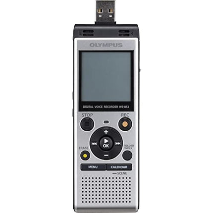 buy Olympus WS-852 silver voice recorder with true stereo mic, 4GB, 110 hours battery life, microSD external memory, USB, with MP3 file format in India