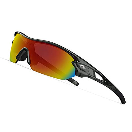 TOREGE Polarized Sports Sunglasses for Men Women Cycling Running Driving Fishing Golf Baseball Glasses TR02 Upgraded(Transparent Gray&Black&Orange)