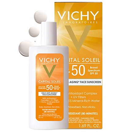 buy Vichy Capital Soleil Face Sunscreen SPF 50 Anti Aging Travel Size Sunblock for Face with UVA and UVB in India