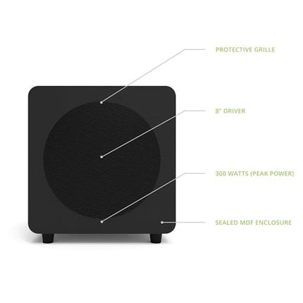 Buy Kanto SUB8VMB Sealed Powered Subwoofer | 300W Peak Power | 8" Woofer | Matte Black in India.