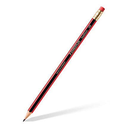STAEDTLER 112-HB Tradition Graphite Pencil for Drawing & Sketching - HB, Eraser-Tip (Box of 12)