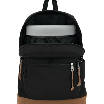 JanSport Right Pack Backpack - Travel, Work, or Laptop Bookbag with Leather Bottom, Black