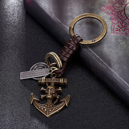 Maxbell Skeleton Ship Anchor Hand Woven Keychain - Rugged Style for Men, Perfect Backpack Accessory