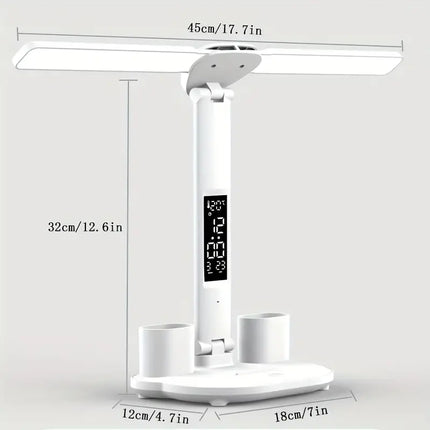 Foldable Table Lamp::table lamp usb::usb rechargeable light::study lamp with pen stand::study lamp with clock
