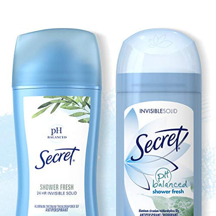 Secret Antiperspirant Deodorant Women, Shower Fresh Scent, Invisible Solid 2.6 Oz (Pack of 6)