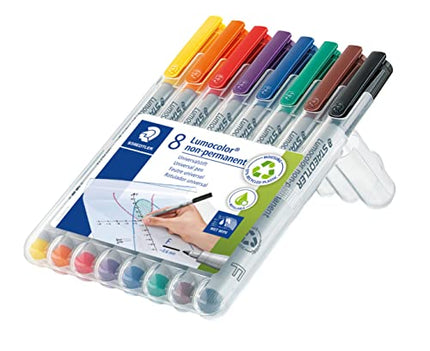 Buy Staedtler Lumograph Non-Permanent Wet Erase Marker Pens, Fine Tip Refillable Colored Markers, 8 Pack, 315 WP8 in India India
