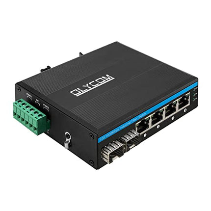 OLYCOM Gigabit Switch 4 Ports Industrial Ethernet Converter DIN-Rail IP40 Rated Network Switch with Mini Size for Security Camera
