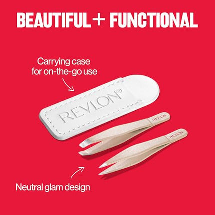 buy Revlon Designer Series Mini Tweezer Set, Hair Removal Tool Kit with Mini Slant-tip and Point Tip Twe in India