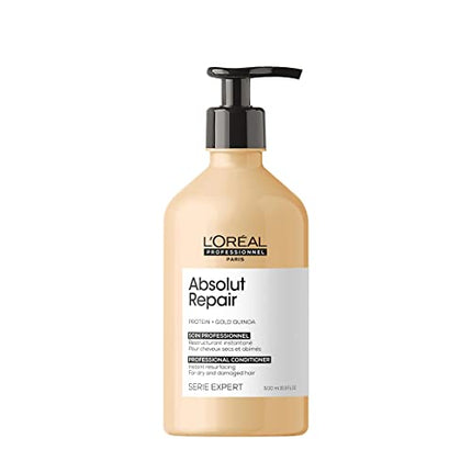 L'Oreal Professionnel Absolut Repair Conditioner | Repairs & Hydrates Dry, Damaged Hair | Adds Shine | With Quinoa & Proteins | 16.9 Fl. Oz.