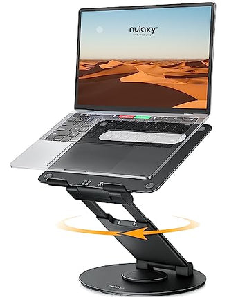 Buy Nulaxy Telescopic 360 Rotating Laptop Stand for Desk Adjustable Height Swivel Pull Out Design Ergonomic Laptop Riser Fits All 10-17" Laptops Computer MacBook, Black in India