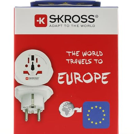 Skross World to Europe Country Travel Adaptor, White