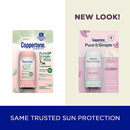 Buy Coppertone Pure and Simple Baby Sunscreen Stick SPF 50, Zinc Oxide Mineral Sunscreen for Babies in India