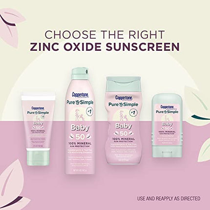 Buy Coppertone Pure and Simple Baby Sunscreen Stick SPF 50, Zinc Oxide Mineral Sunscreen for Babies in India