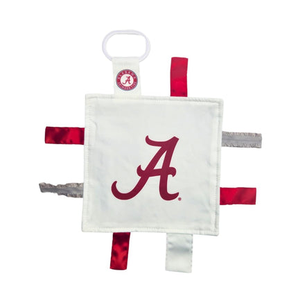 Alabama College Crinkle Learning Lovey Sensory Plush Blanket - Tag Toys for Babies - Baby Stroller Toys - Sports Team Pride MVP Registry Gift w/Stroller Clip (8x8 Crinkle Square)