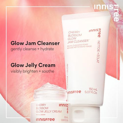 innisfree Cherry Blossom Glow Jam Cleanser, Sulfate Free, Korean Face Wash, Cleansing Foam for Glowing Glass Skin (Packaging May Vary)