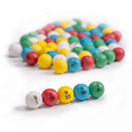 75 Multi-Color 3/5 Inch Bingo Balls -Plastic Balls for Bingo Cages and Raffles - Compatible with Cages from Most Major Brands
