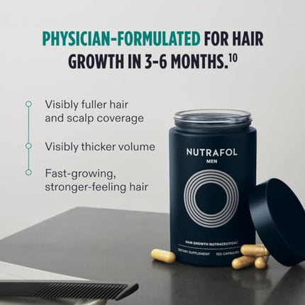 Nutrafol Men's Hair Growth Supplements, Clinically Tested for Visibly Thicker Hair and Scalp Coverage, Dermatologist Recommended - 3 Month Supply, Pack of 3
