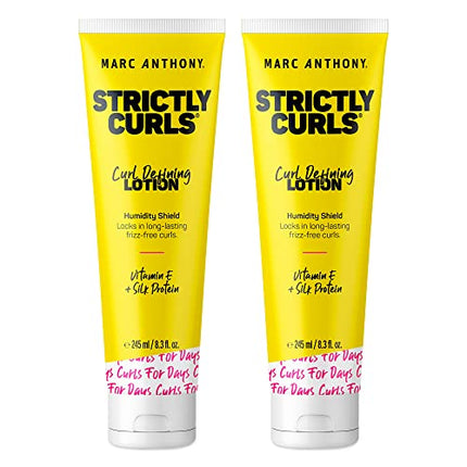 Marc Anthony Curl Defining Lotion, Strictly Curls - 2 Pack - Silk Protein & Vitamin E Hair Gel for Dry Damaged Curly Hair - Sulfate-Free Moisturizing Detangler & Anti Frizz Styling Product 8.3 Fl Oz