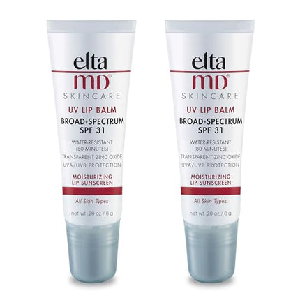 EltaMD UV Lip Balm Sunscreen, SPF 36 Sunscreen Lip Balm with SPF, Moisturizes and Protects Dry Cracked Lips, Water Resistant up to 80 Minutes, Transparent Zinc Oxide Lip Sunscreen,(2 Pack)