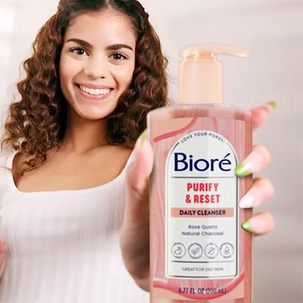 Buy Bioré Rose Quartz + Charcoal Daily Purifying Cleanser, Oil Free Facial Cleanser Energizes Skin, in India
