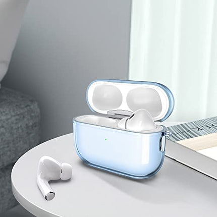 ULAK Compatible Airpods Pro 2nd Generation Case Clear, Design Soft TPU Airpods Pro 1st/2nd Generation Case Cover 2022/2019 with Ring Keychain Shockproof Protecitve Cover for AirPods Pro, Light Blue