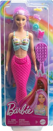 Barbie Mermaid Doll with 7-Inch-Long Pink Fantasy Hair and Colorful Accessories for Styling Play Like Headband and Barrettes