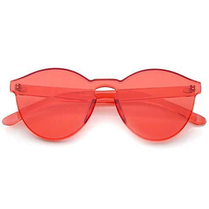 zeroUV One Piece PC Lens Rimless Ultra-Bold Colorful Mono Block Sunglasses 60mm (Red)