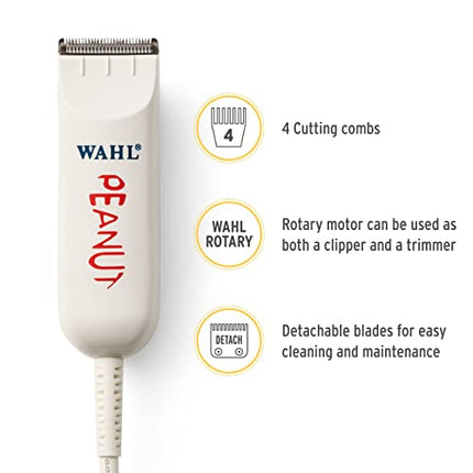 Wahl Professional - Classic White Peanut - Professional Beard Trimmer and Hair Clipper Kit - Adjustable Hair Cutting Tool with 4 Guide Combs