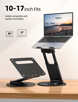 Buy Nulaxy Telescopic 360 Rotating Laptop Stand for Desk Adjustable Height Swivel Pull Out Design Ergonomic Laptop Riser Fits All 10-17" Laptops Computer MacBook, Black in India