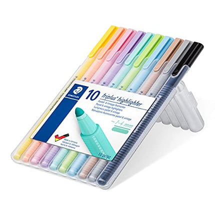 STAEDTLER 362 CSB10 Triplus Textsurfer Highlighter, 1-4mm Line Width - Assorted Pastel Colours (Pack of 10)