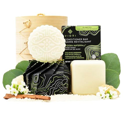 buy Viori Hidden Waterfall Shampoo and Conditioner Bar Set and Bamboo Holder - Made with Rice Water for in India